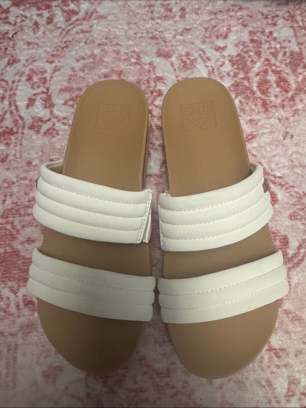 Reef White Double-Strap Slide Sandals